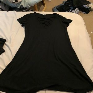 Black Ribbed Short Sleeve Bodycon Dress